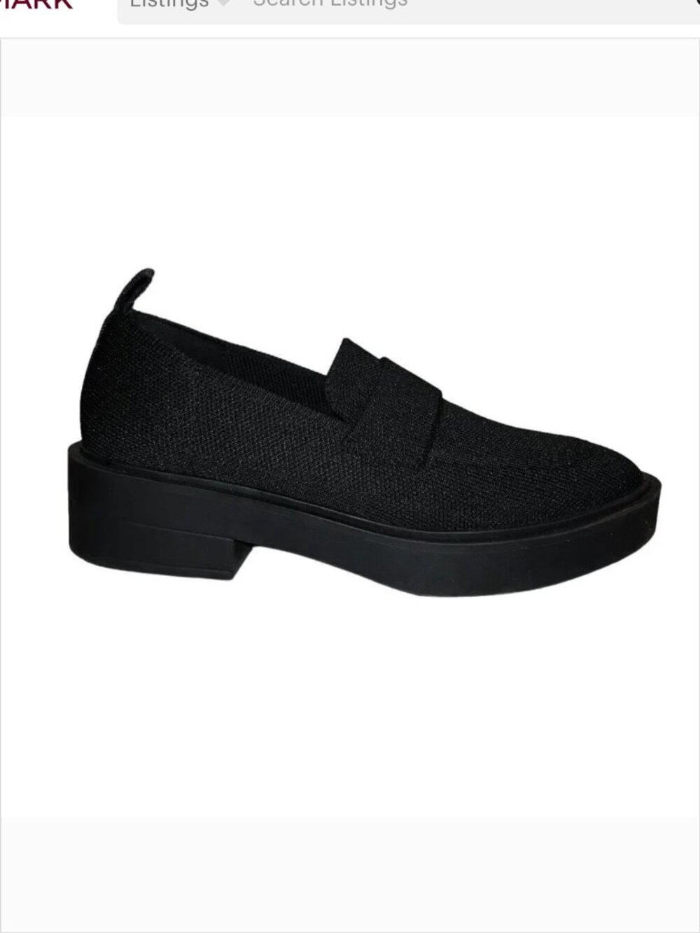 STEVEN by Steve Madden Brynn Black Stretch Knit Platform Loafers 7.5